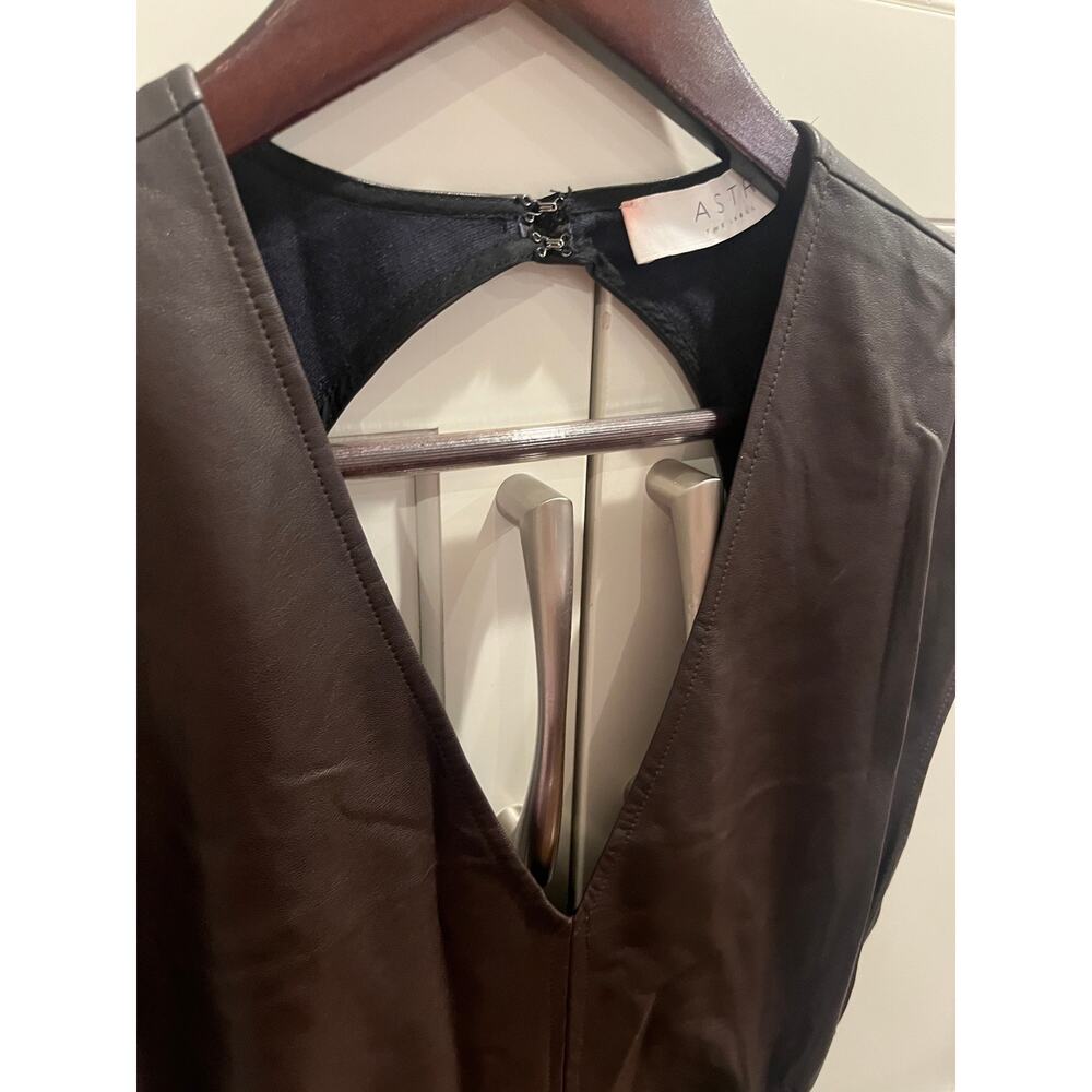 ASTR the Label Miranda Vegan Leather Midi Dress Dark Brown Cutout Sz. S NWOT - Picture 3 of 10